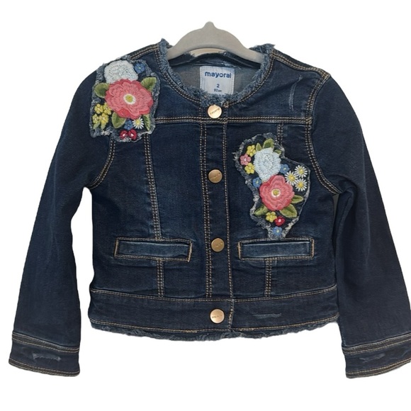 Mayoral Other - Mayoral embroidered jean jacket, toddler girl size 2T denim
